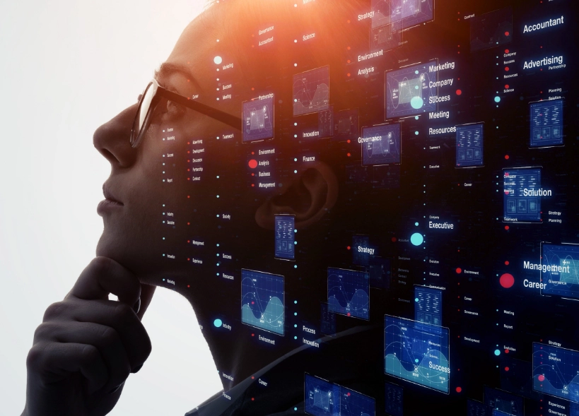 A woman brainstorming